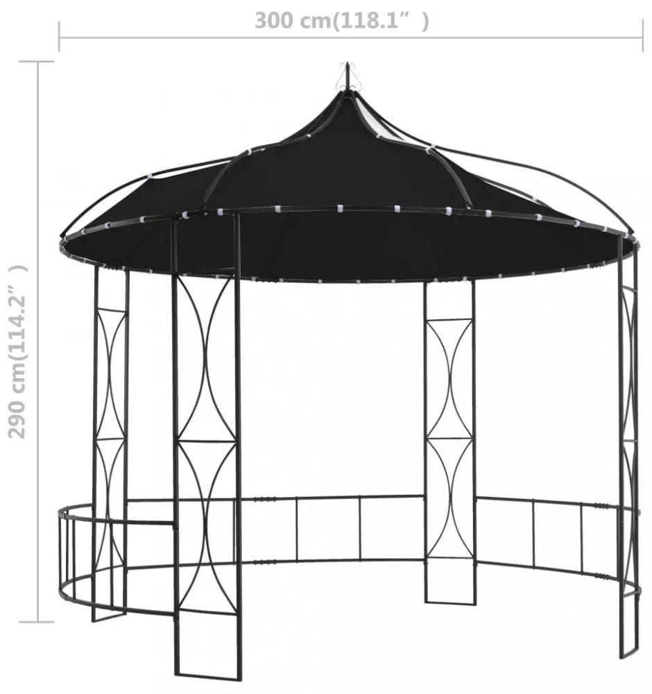 vidaXL antracitszürke kerek pavilon 300 x 290 cm