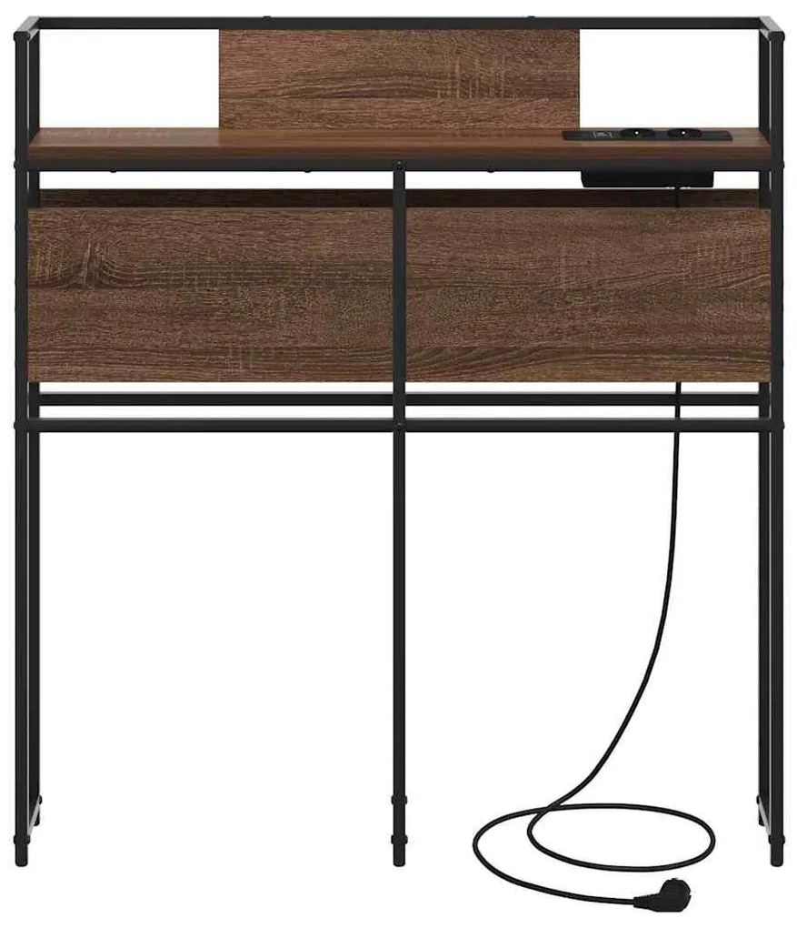 Tároló fejtámla polcokkal fejtámlával barna tölgy 75 cm Faanyag