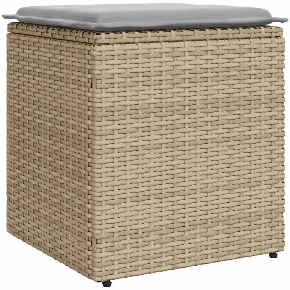 2 db bézs polyrattan kerti szék párnával 40x40x43 cm