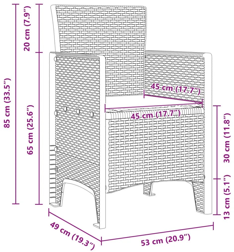 Kerti Szék 4 db Fehér Rattan Standard Tartós Kültéri székek