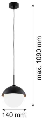 Argon 8295 - Csillár zsinóron CAPPELLO 1xE27/15W/230V fekete