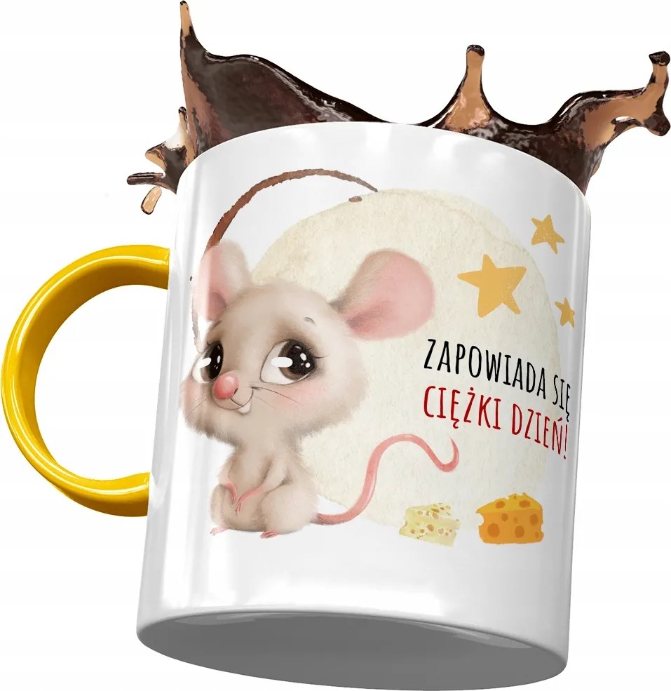 Sárga bögre egérrel Aranyos Ajándék Nyomtatott Fotóval