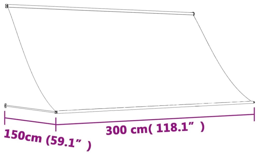 antracit szövet és acél feltekerhető napellenző 300 x 150 cm