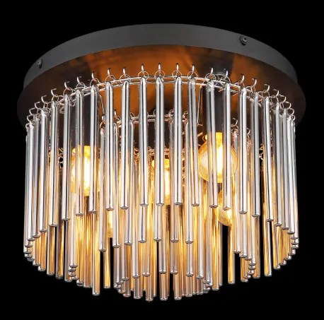 Globo 15698D Mennyezeti lámpa fém matt fekete, króm, füstszínű üvegrudak, ø: 320mm, M:215mm, 5x E14 40W 230V izzók nélkül
