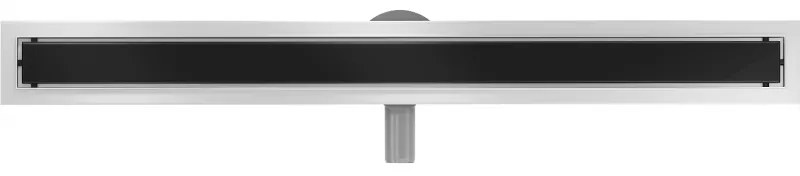 Mexen Lapos lineáris rozsdamentes ereszcsatorna 80 cm, 360°-os szifon, fekete üveg - 1026080-40