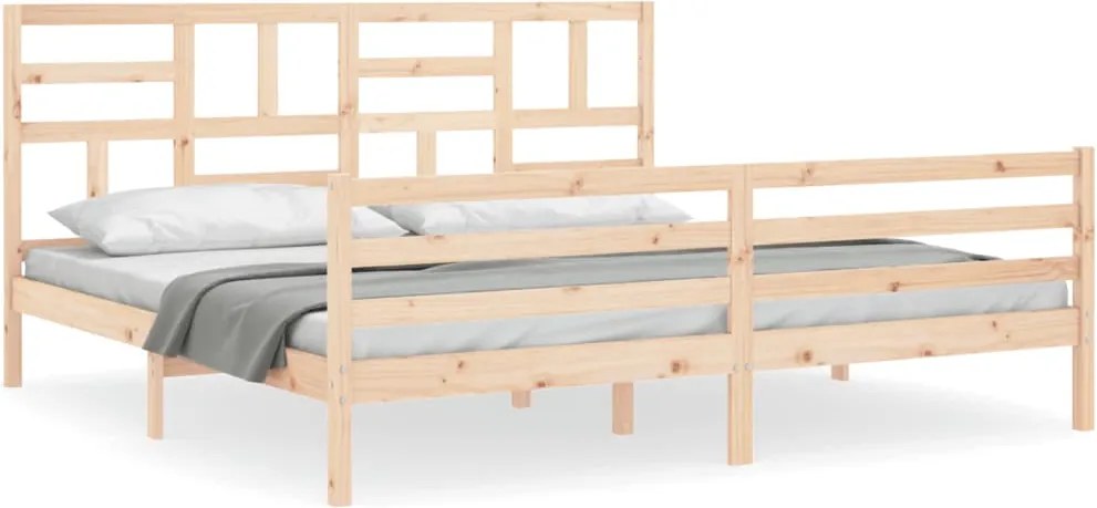 vidaXL tömör fa ágykeret fejtámlával 200 x 200 cm