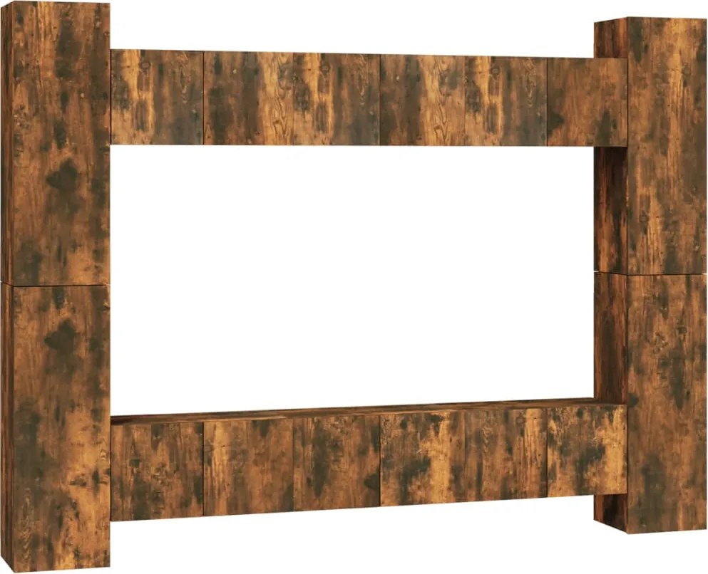 vidaXL 10 részes füstös tölgy színű szerelt fa TV-szekrényszett
