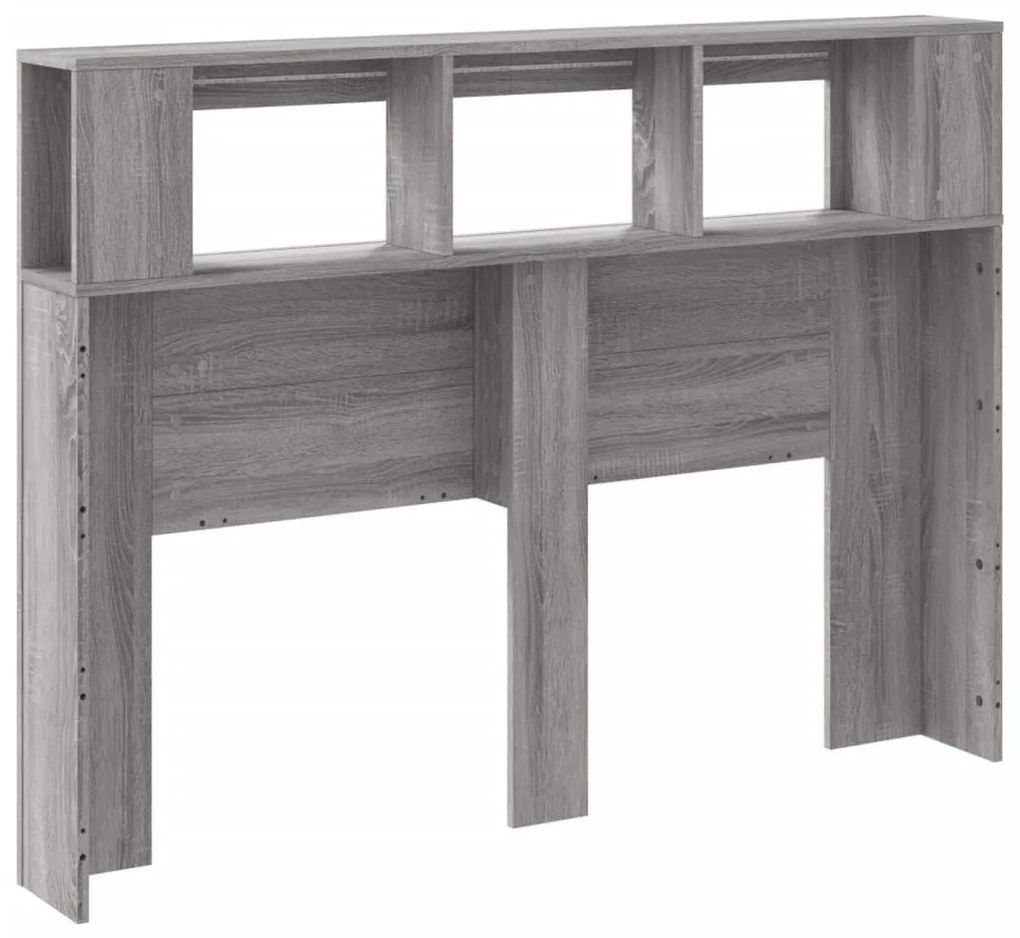 szürke sonoma szerelt fa LED-es fejtámla 140x18,5x103,5 cm