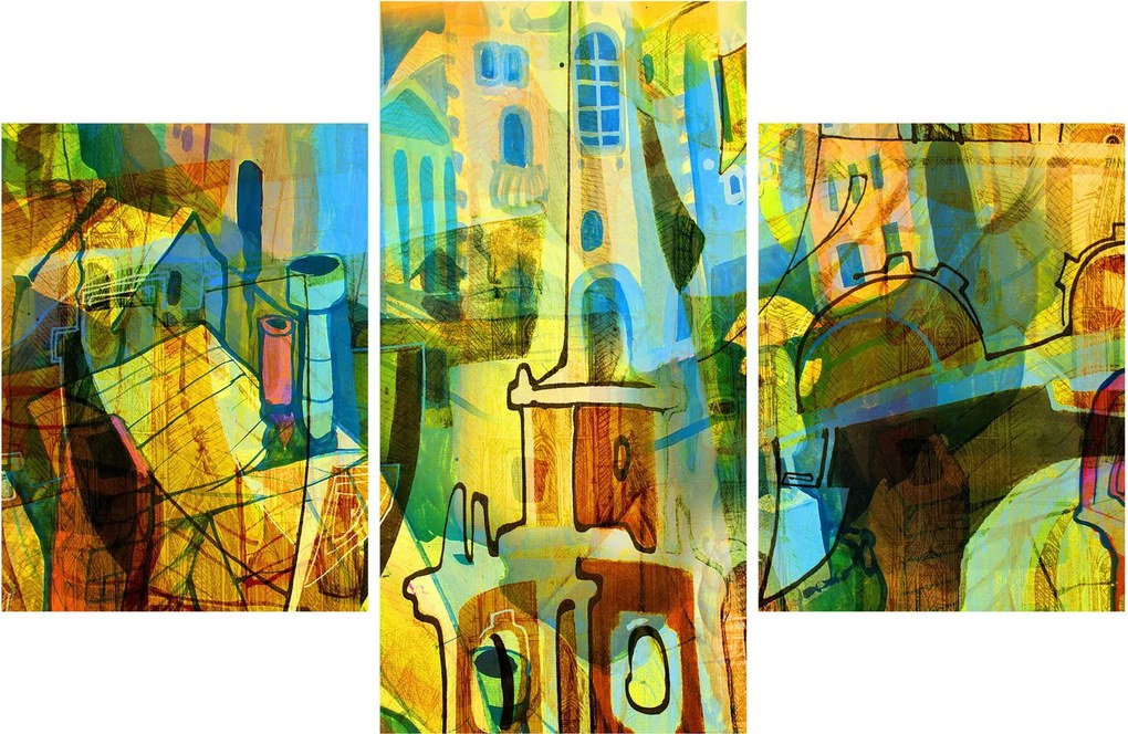 Kép - Építészet, kubista absztrakció (90x60 cm)