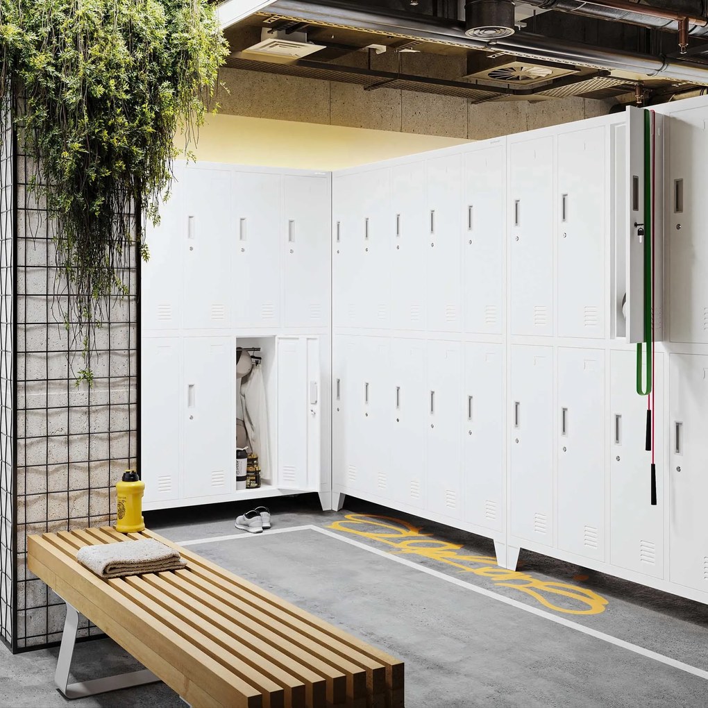 10 ajtós BHP fém öltözőszekrény BARTEK 1360 x 1720 x 450 mm, fehér