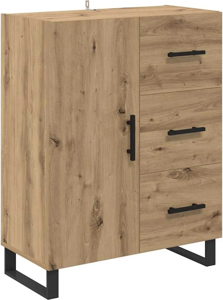 vidaXL Széf fiókkal Artisan tölgy 69,5 x 34 x 90 cm Műszaki fa és vas