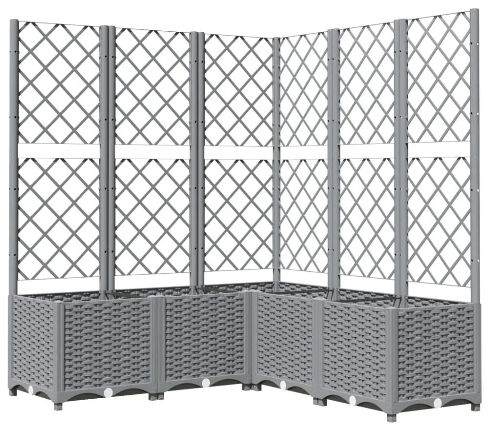 világosszürke PP rácsos kerti ültetőláda 120 x 120 x 136 cm