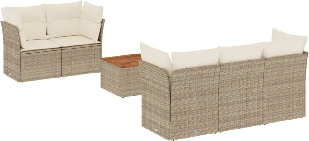 vidaXL 6 részes bézs polyrattan kerti ülőgarnitúra párnával