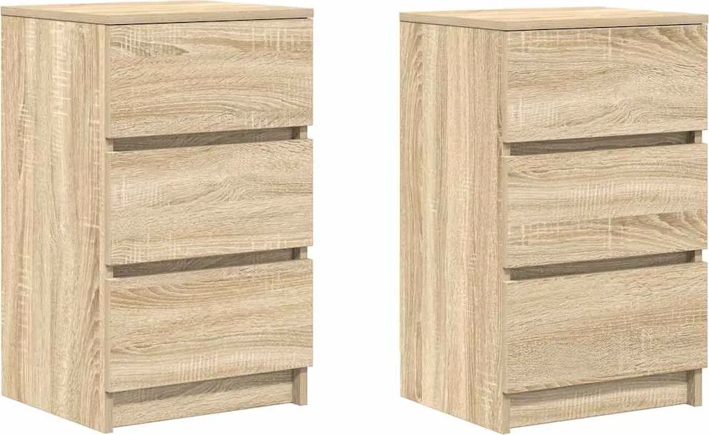 vidaXL 2 db sonoma tölgy éjjeliszekrények 3 fiókkal 39x35x65 cm
