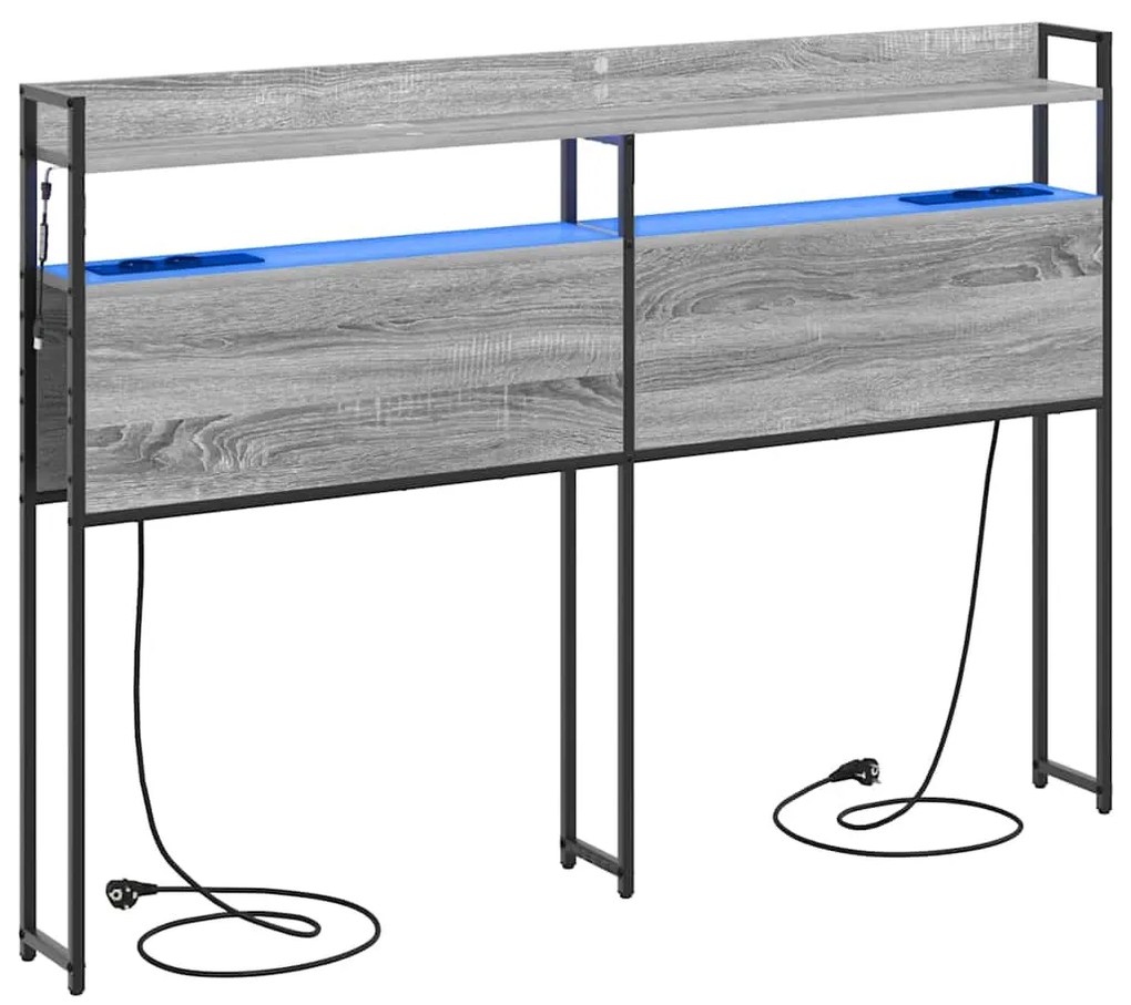 Fejtámla LED -es lámpákkal Szürke sonoma 150 cm Faanyag