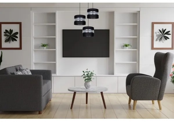 Csillár zsinóron CORAL 3xE27/60W/230V fekete/króm átm. 45 cm