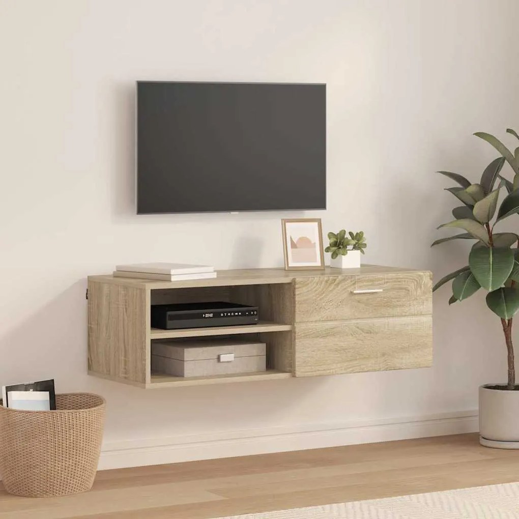 TV szekrény fiókkal sonoma tölgy 100.5 x 39 x 30 cm Faanyag
