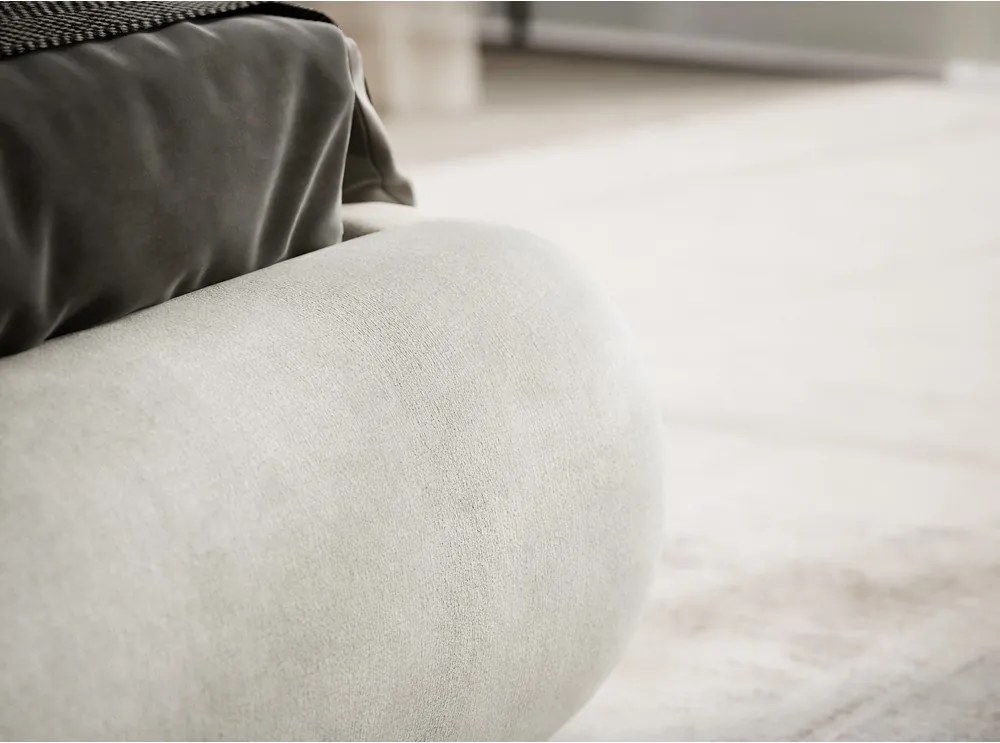 Krémszínű kárpitozott ágyneműtartós franciaágy ágyráccsal 160x200 cm Maumere – Maison de Rêve