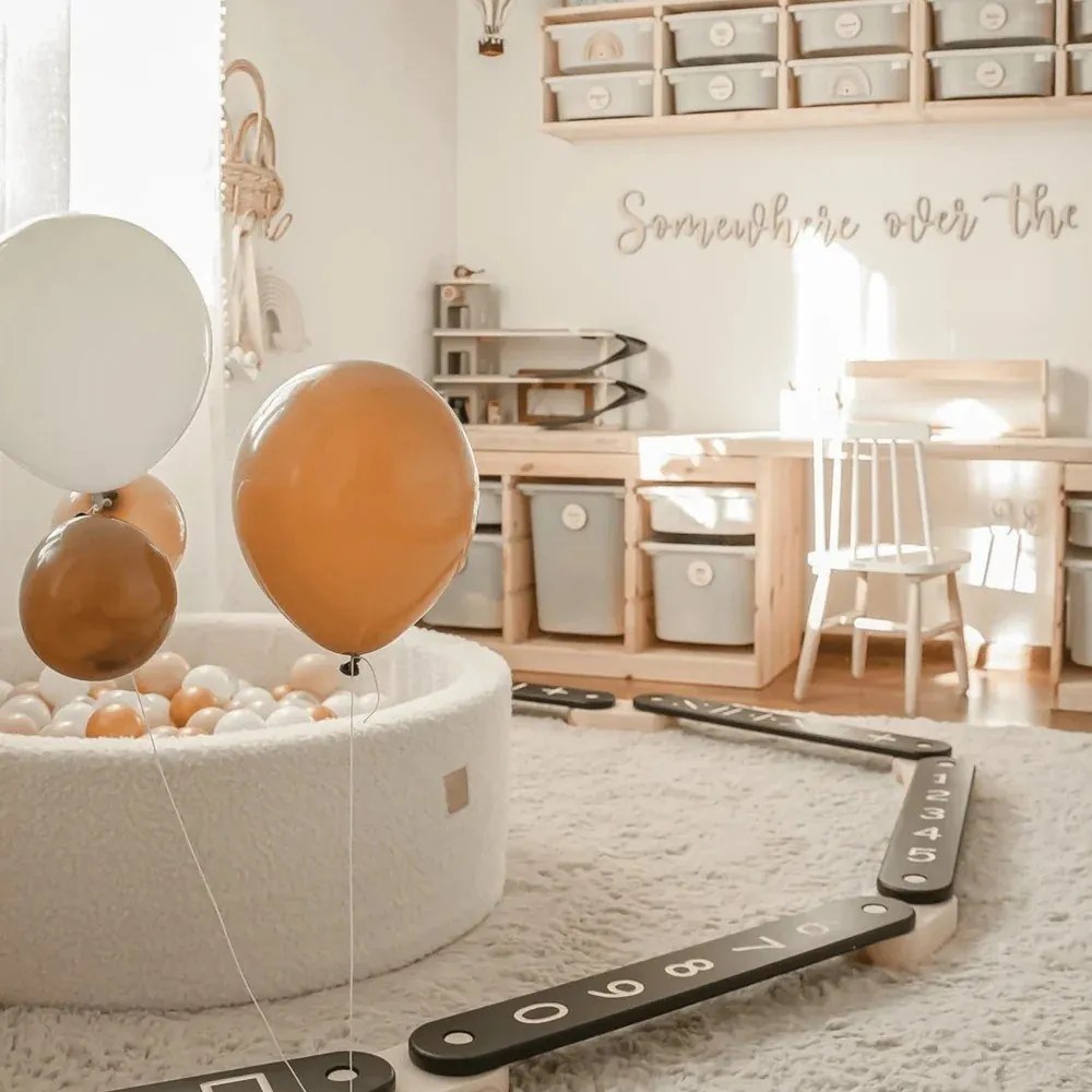 Fehér borovi fenyő egyensúlyozó pálya 10x408x5 cm Montessori – Meowbaby