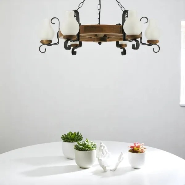 Brilagi - ROATA láncos csillár 6xE14/40W/230V, Ø 70 cm, bükk