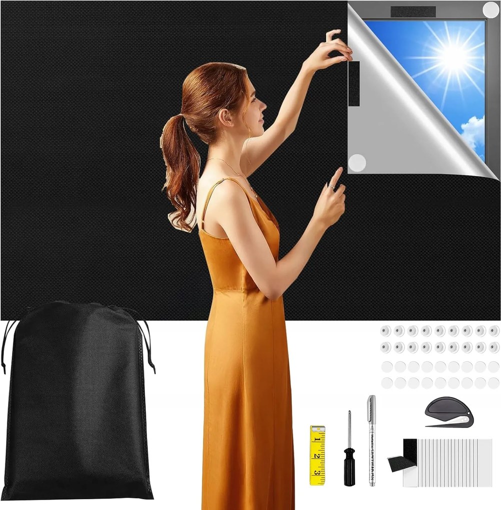 Hordozható Sötétítő Roló 200 CM X 145 CM Árnyékolás Hálószobába