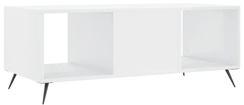 magasfényű fehér szerelt fa dohányzóasztal 102 x 50 x 40 cm
