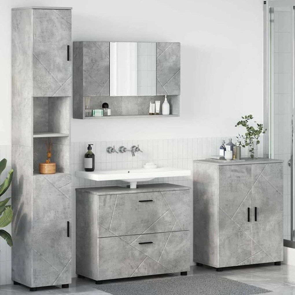 Fürdőszoba bútor szett 4 pcs Beton szürke 30 x 35 x 192 cm