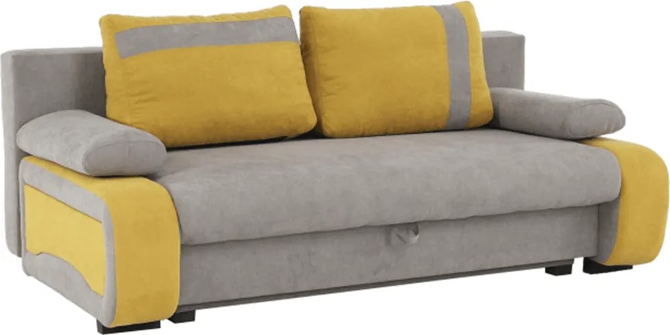 Kinyitható kanapé, szürke-barna/sárga, BOLIVIA