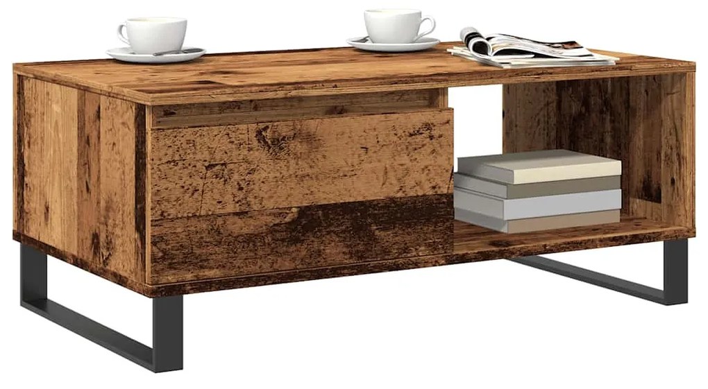antik fa színű szerelt fa dohányzóasztal 90 x 50 x 36,5 cm