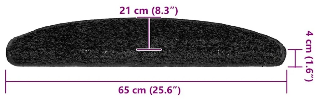 30 db fekete lépcsőszőnyeg 65x21x4 cm