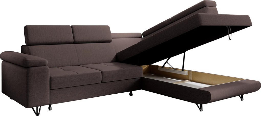 Kinyitható ülőgarnitúra, barna, jobbos, JOGI ROH