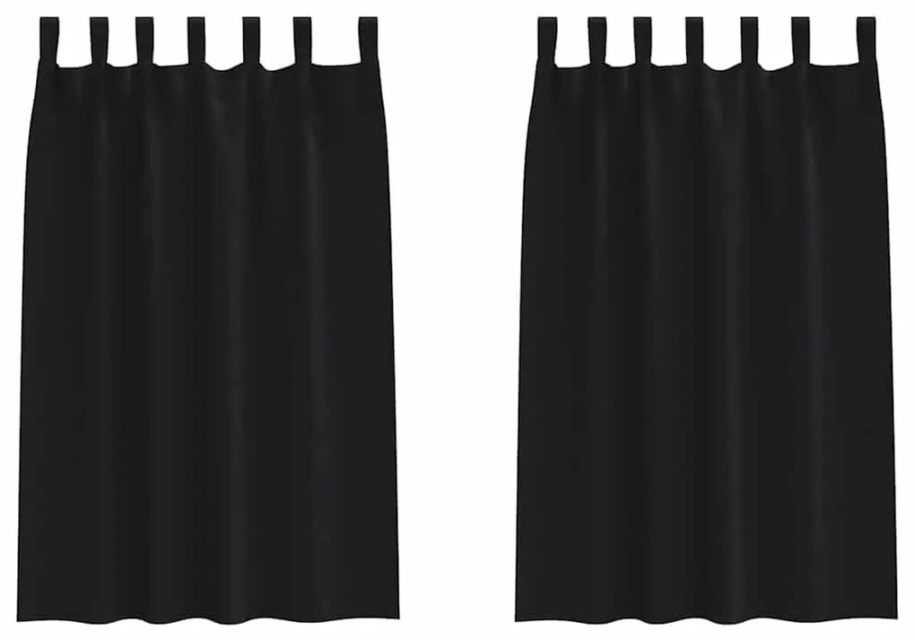 Függönyök függönyökkel 2 pcs Fekete 175x140cm Poliészter