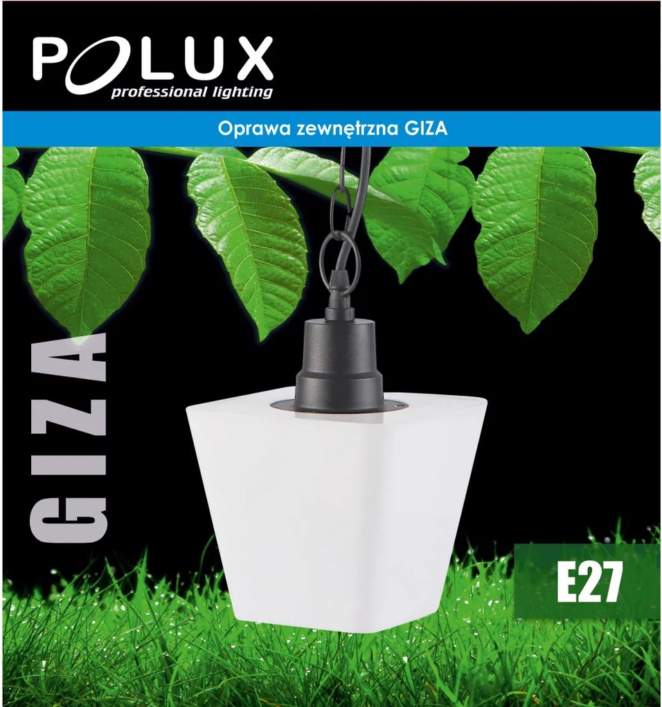 POLUX 312242 GIZA Kültéri Függő Lámpa Fehér, Matt Fekete IP44