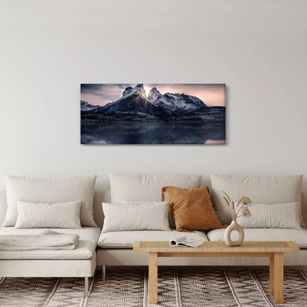 Tó és hegy képe (120x50 cm)