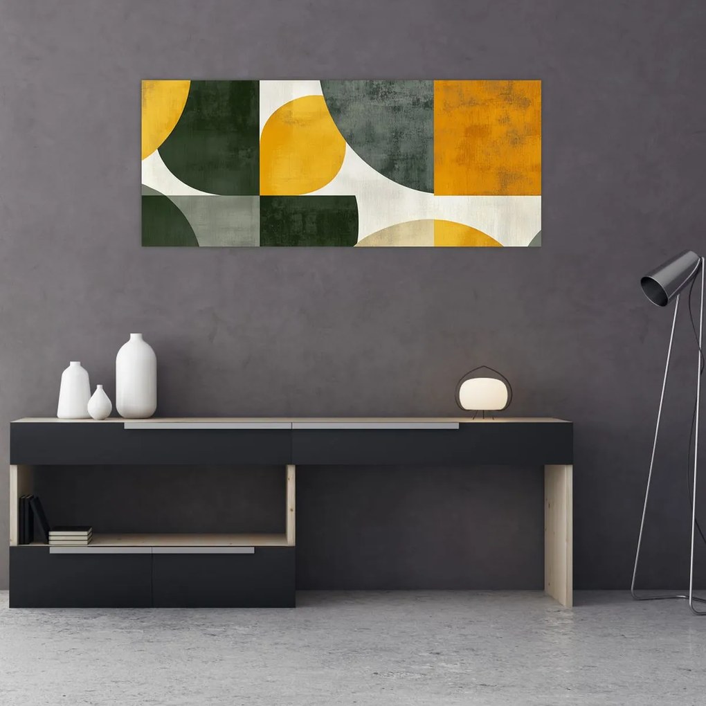 Kép - Olívazöld absztrakció (120x50 cm)