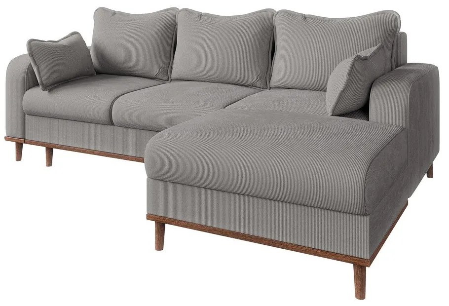 Világosszürke kordbársony sarokkanapé (jobb oldali) Beata – Ropez