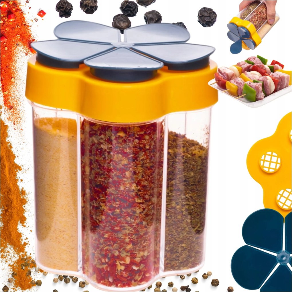 5in1 Fűszertartó Ideális főzéshez Könnyű hozzáférés a fűszerekhez