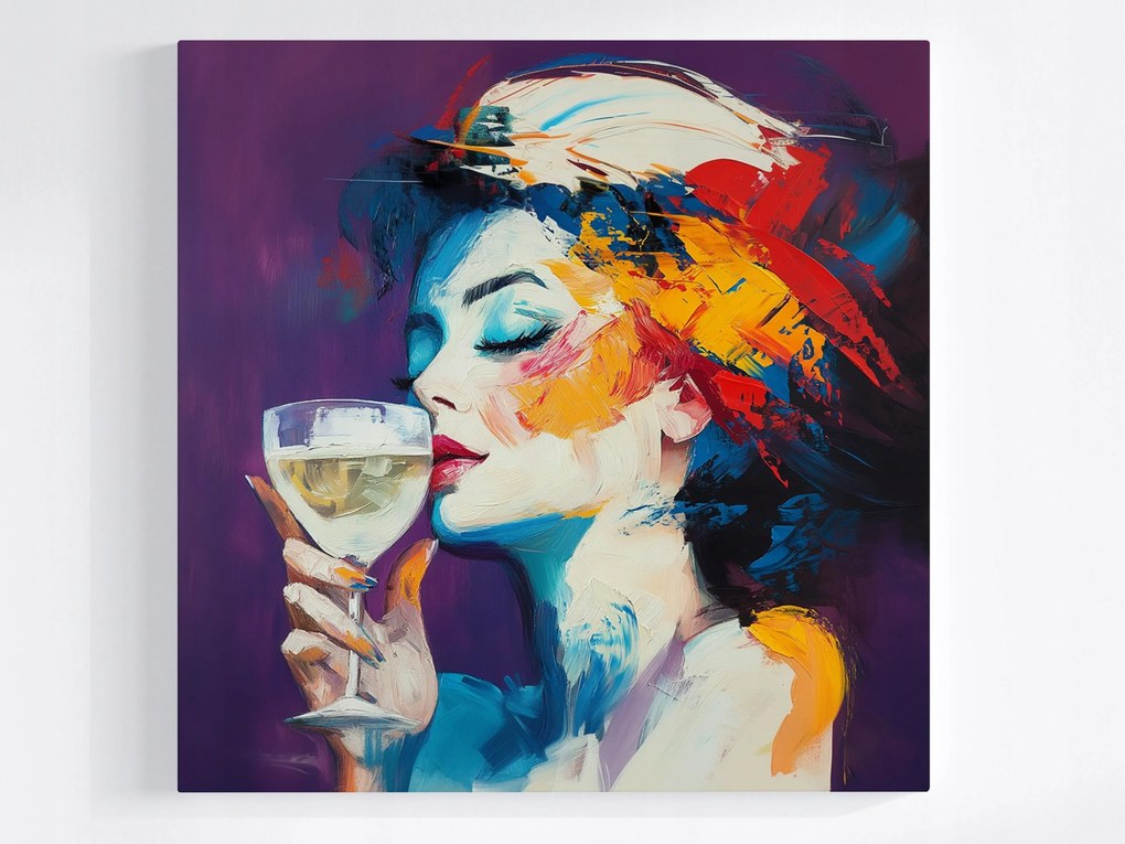 Canvas Vászonkép Színes Portré Nő Bor Absztrakt 40x40
