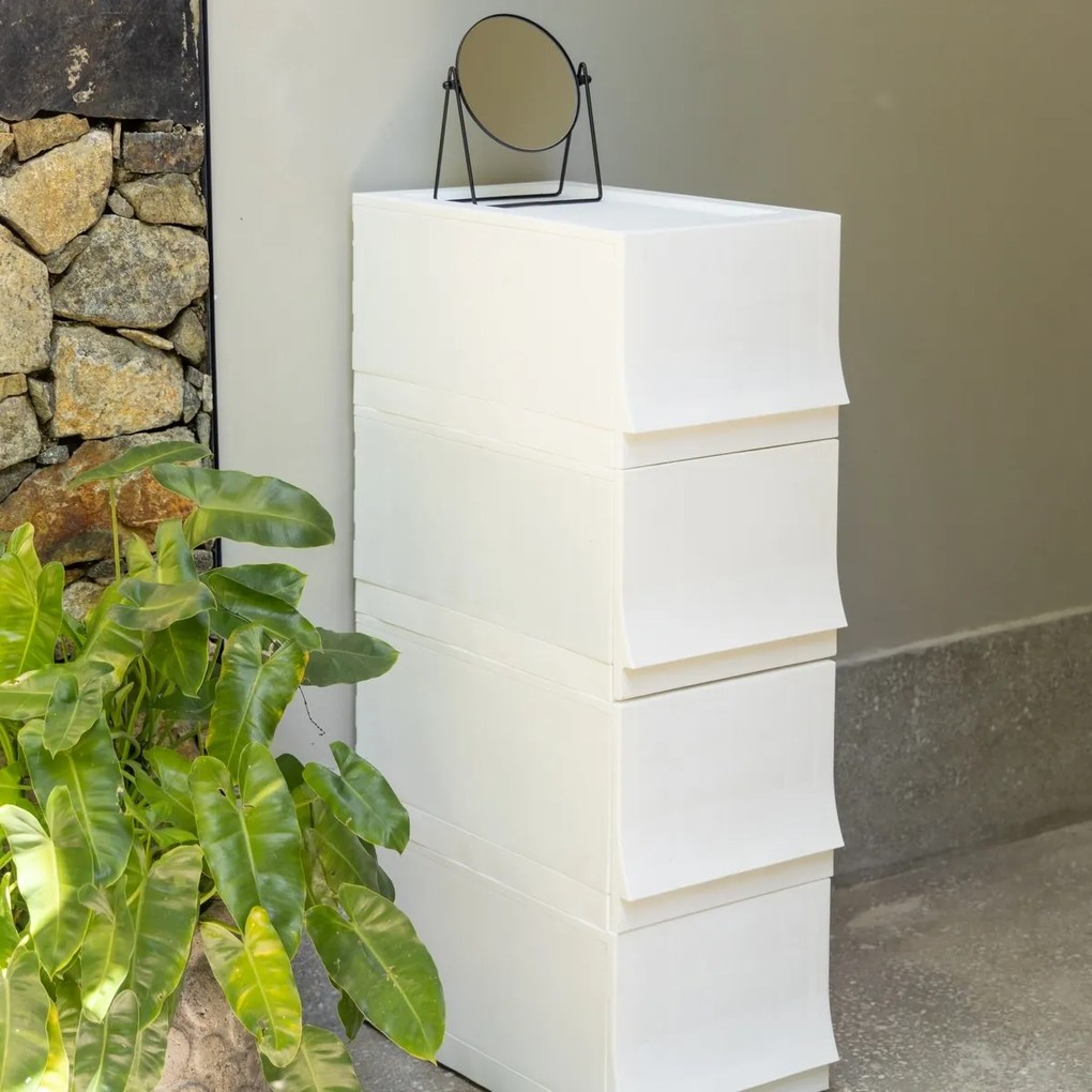 Wave twin Snow moduláris tárolódoboz kerekekkel 54,6 x 43,4 x 22 cm, széles - 2 fiók - kerekek