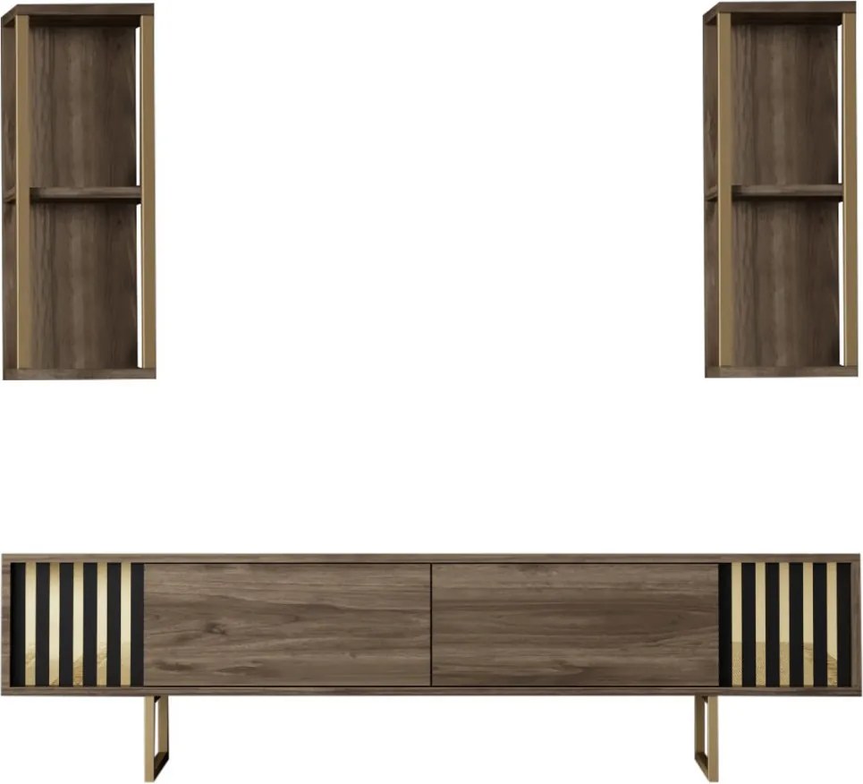 TV-állvány, dió-fekete, 180 cm – TR618BLY1147