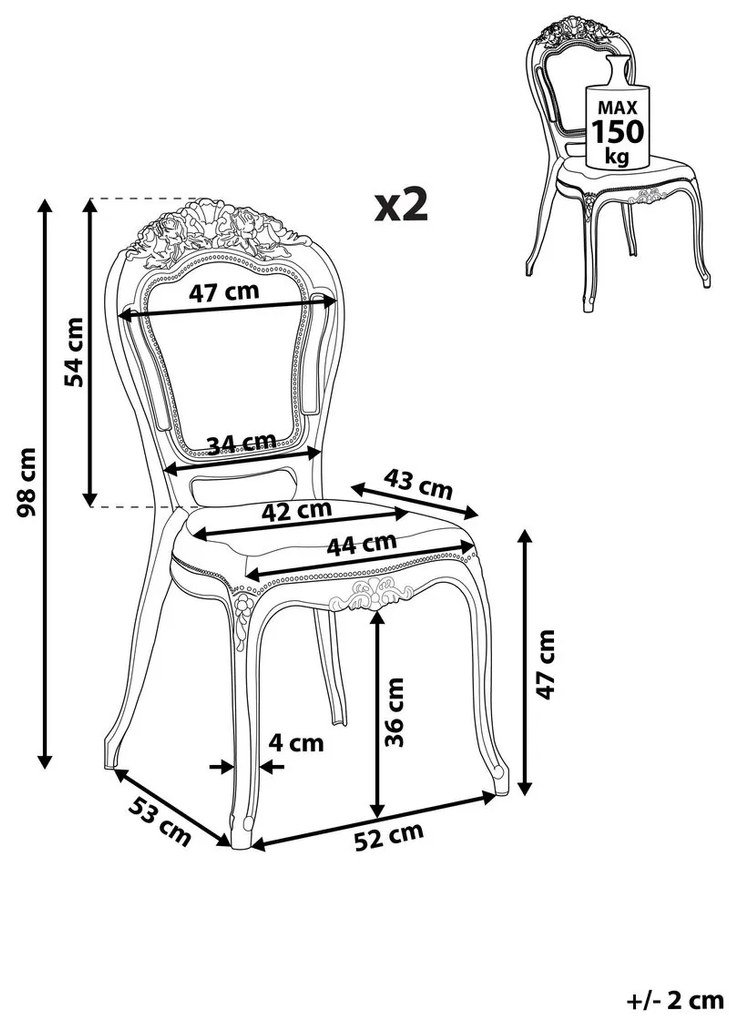 Étkezőszék szett 2 db Vitton (fekete). 1009868