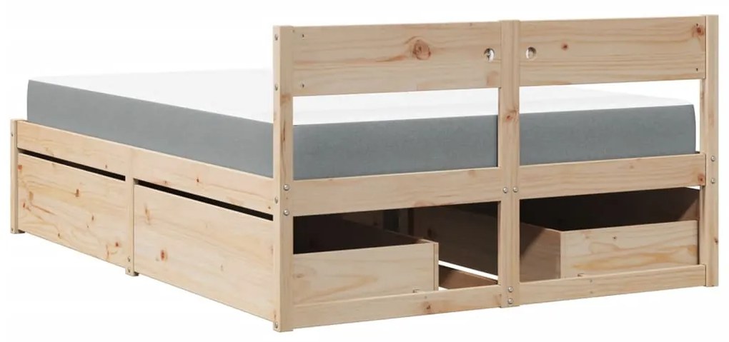 tömör fenyőfa ágy fiókokkal és matraccal 120 x 200 cm