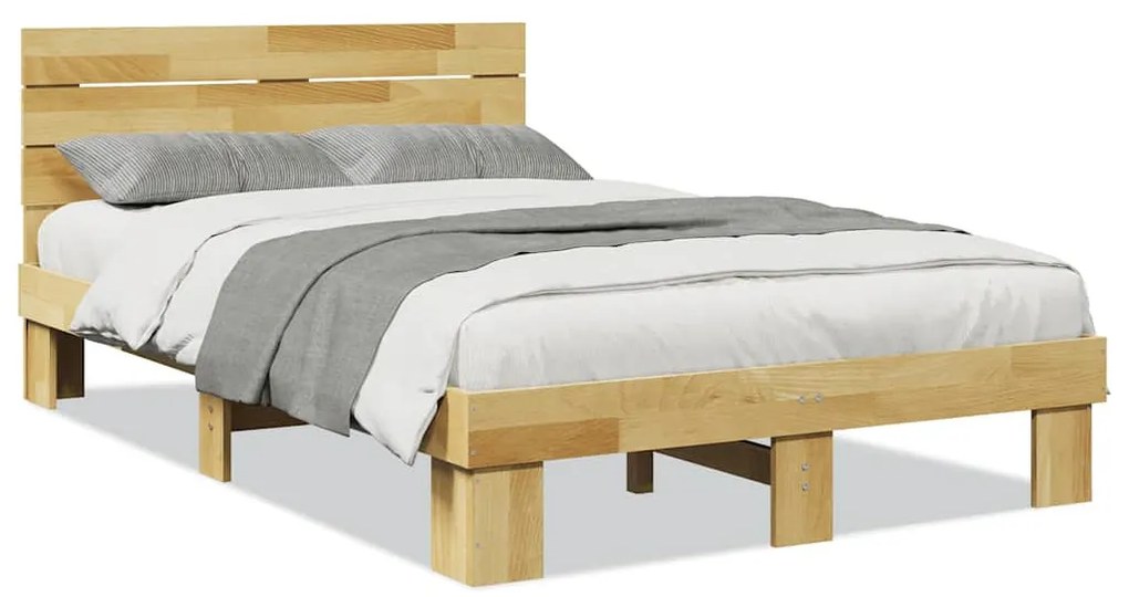 ágykeret fejtámlával matrac nélkül 120x190 cm tömör fa tölgyfa
