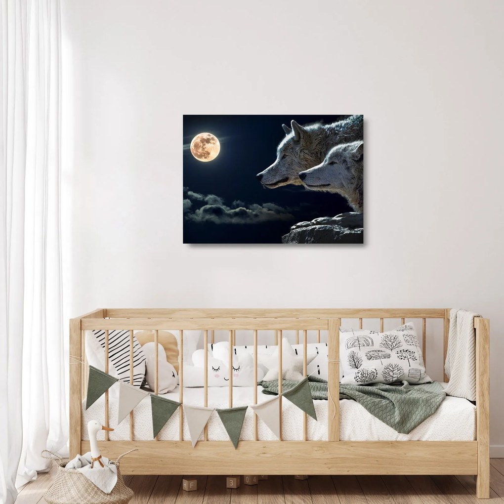 Farkas üvöltés a holdra képe (üvegen) (70x50 cm)