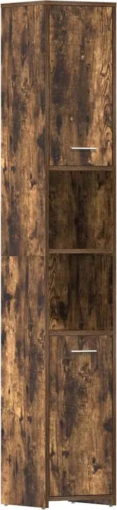 vidaXL füstös tölgy színű szerelt fa fürdőszobaszekrény 30x30x183,5 cm