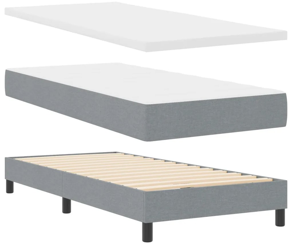 Boxspring Ágy Mattal & LED Világítással Szürke 90x190 cm Szövet