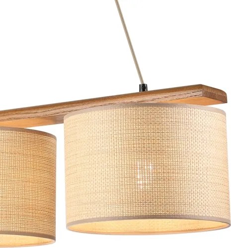 AIDA zsinóros függeszték 3x E27/15W/230V átmérő 25 cm tölgy/rafia