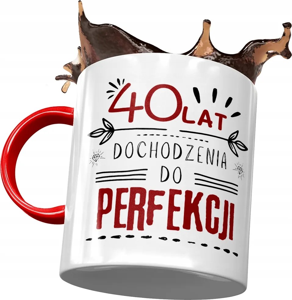 Piros Bögre Születésnapra 40 40-es 40-es Ajándék Nyomtatott Fotóval