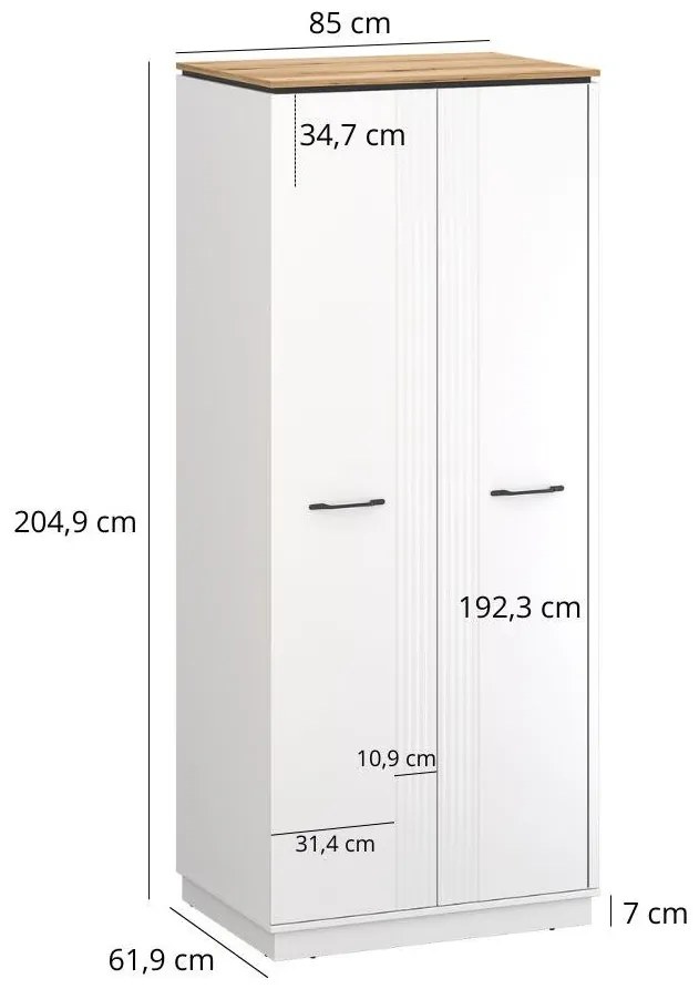 Ruhásszekrény Vejares (fehér + evoke tölgy) . 1116991