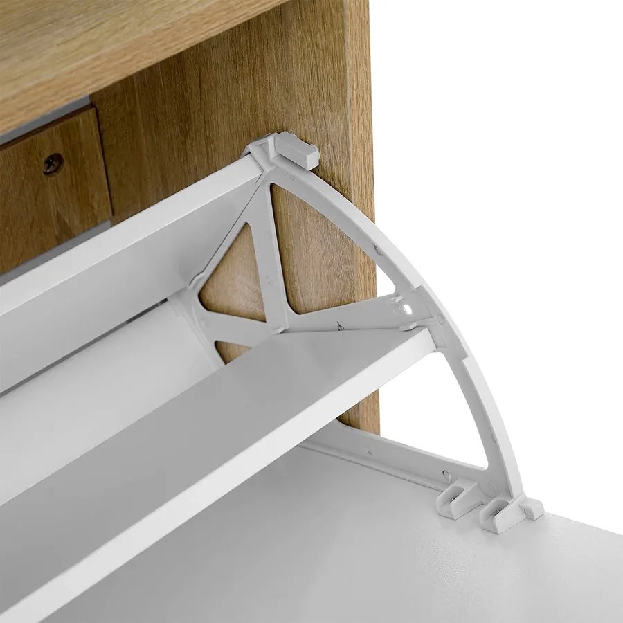 cipős szekrény, három polcos cipőtartó 2 ajtóval fehér-natúr